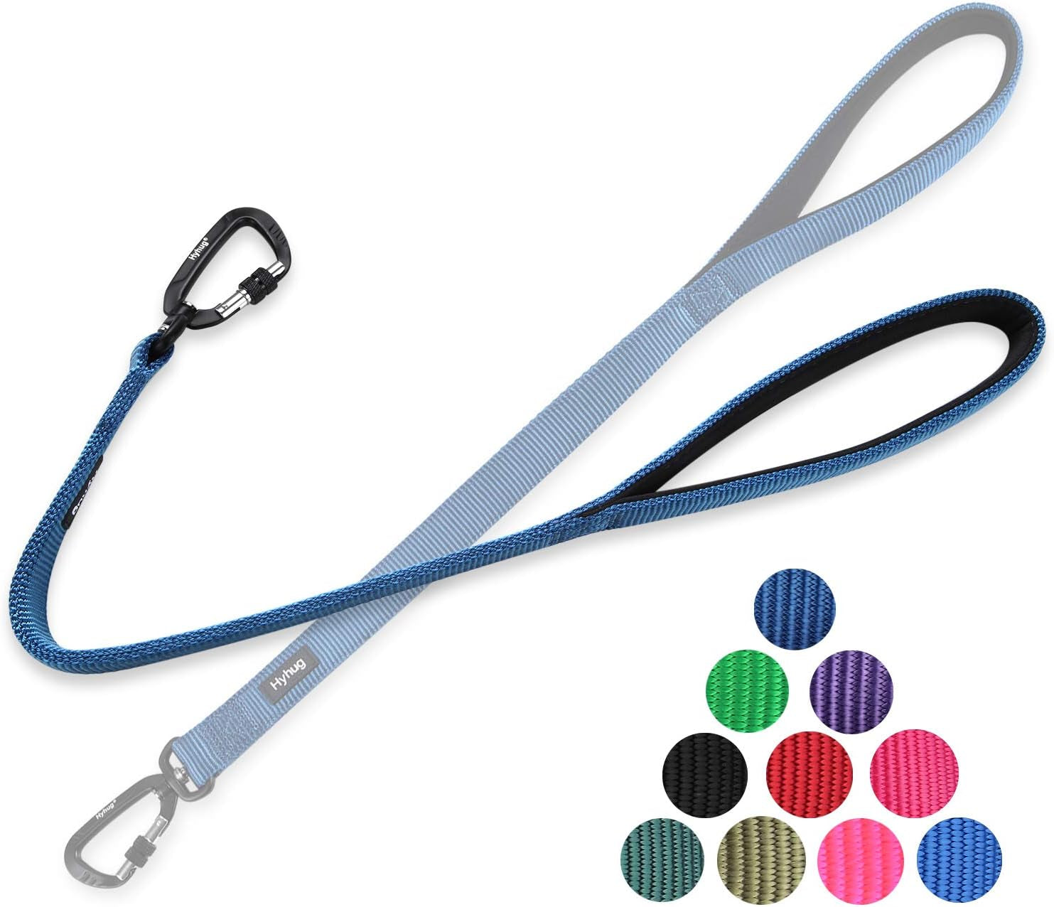 Pets 24” Heavy Duty Nylon Short Leash with Comfortable Handle and Lightweight Aviation Aluminium Clip Lead- for Large Medium Dogs Daily Walking&Training. (Classic Blue)